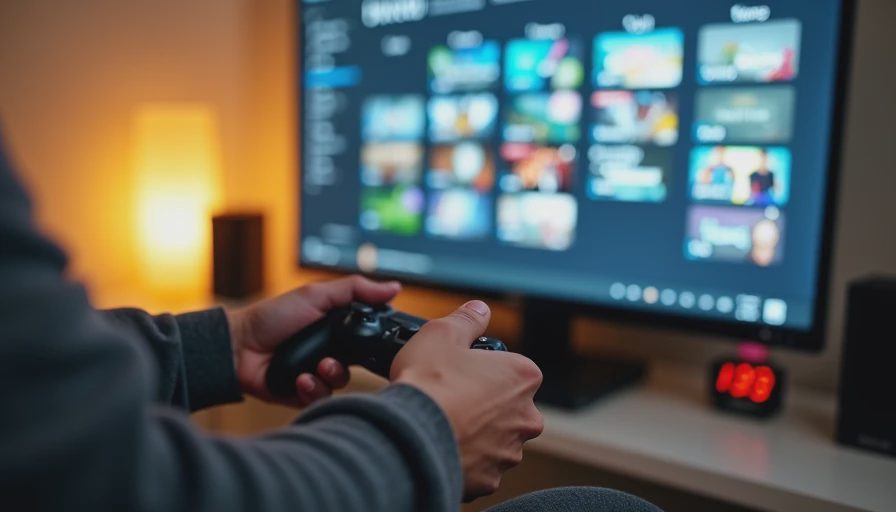 Hands holding a controller with a game release calendar showing AAA titles overshadowing smaller games.


